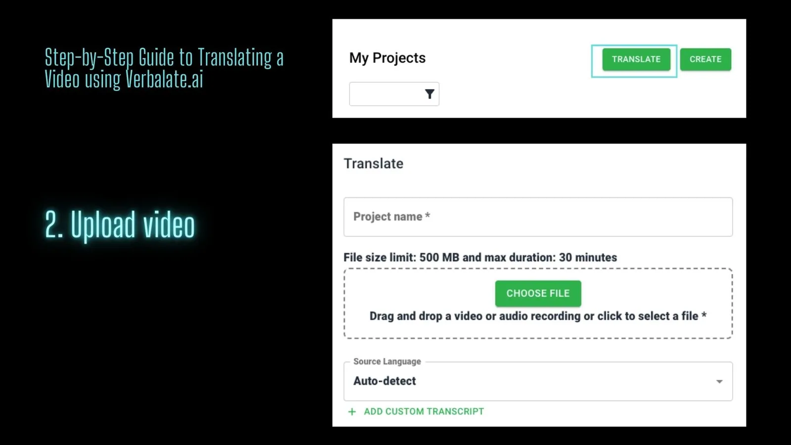 Upload video to verbalate.ai | ToAsia.biz